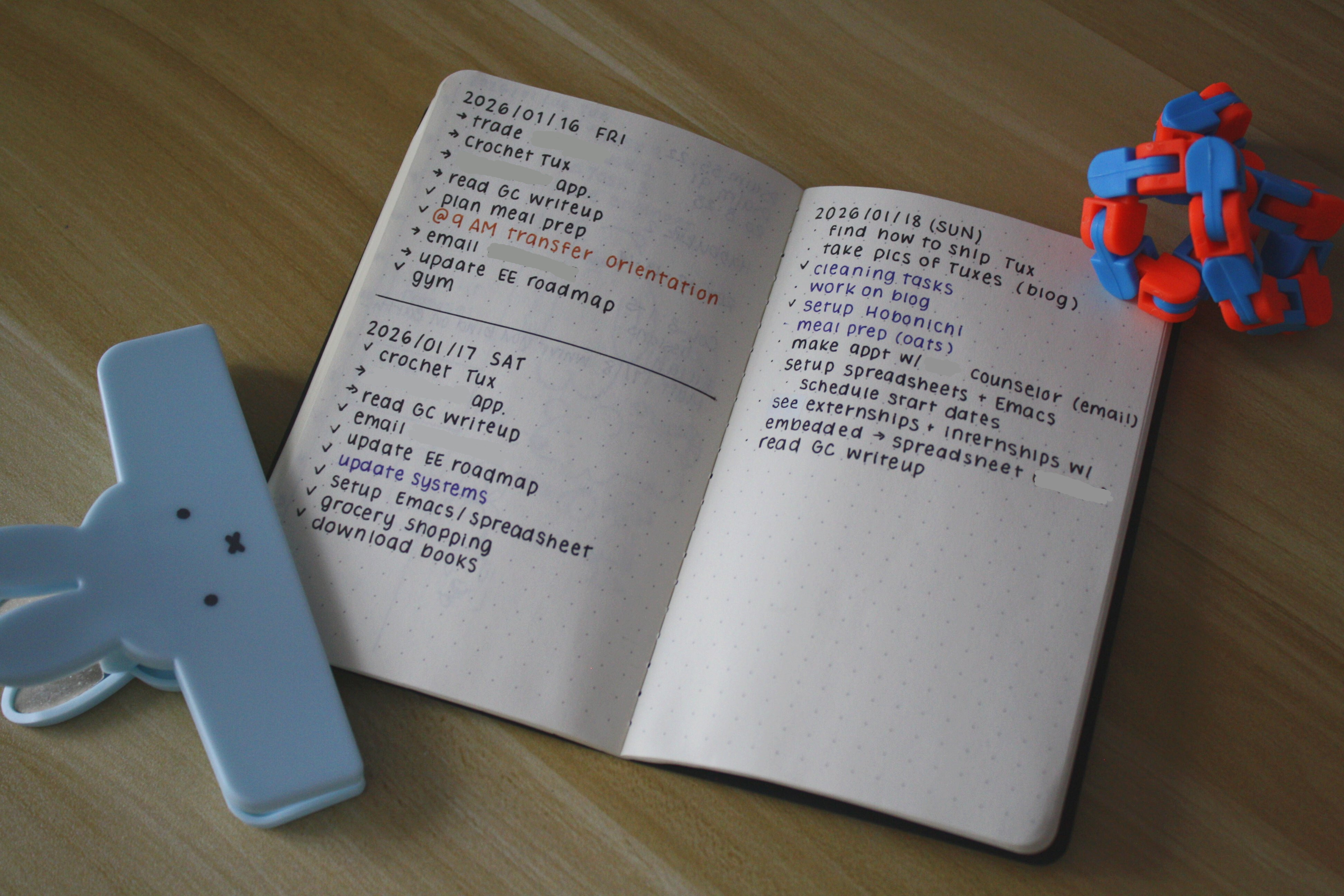 Todo list in Moleskine pocket journal