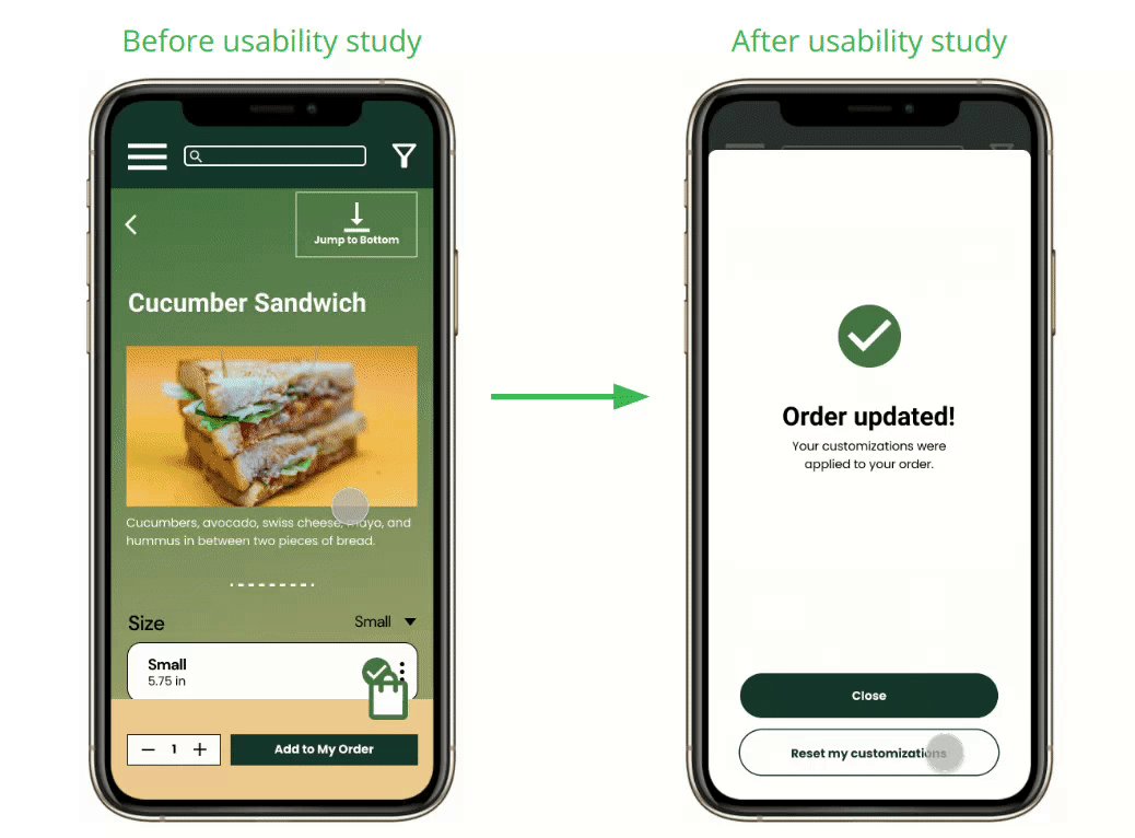 Before and after customization user flow